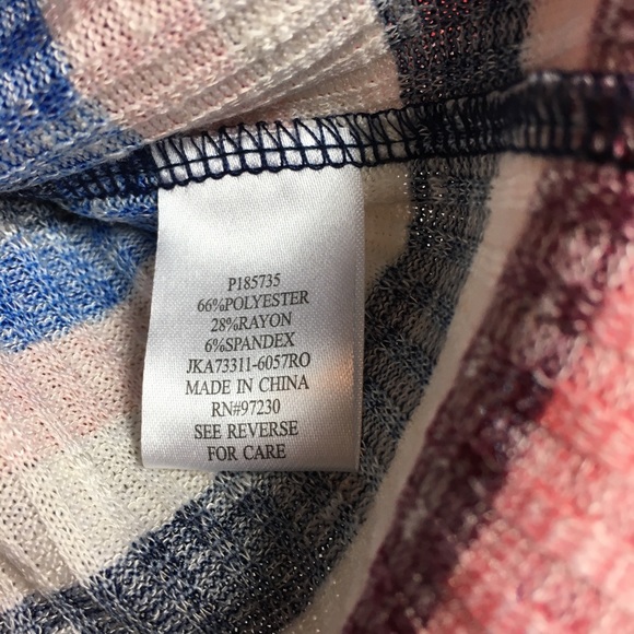 Cropped Thin  Ribbed Striped Scallop Hem Light Sweater - Picture 6 of 6